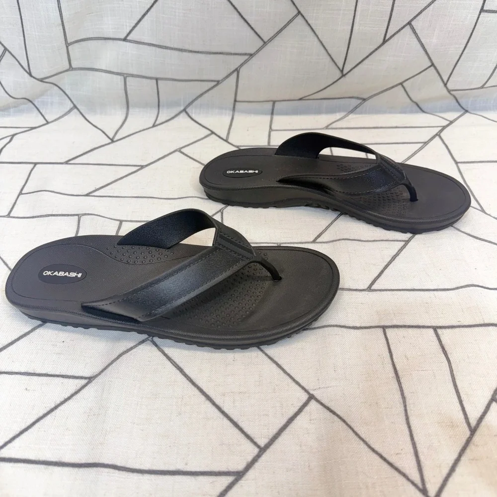 Okabashi Flip Flops LL 9.5-10.5 Black Mariner Thong Sandals Made in USA